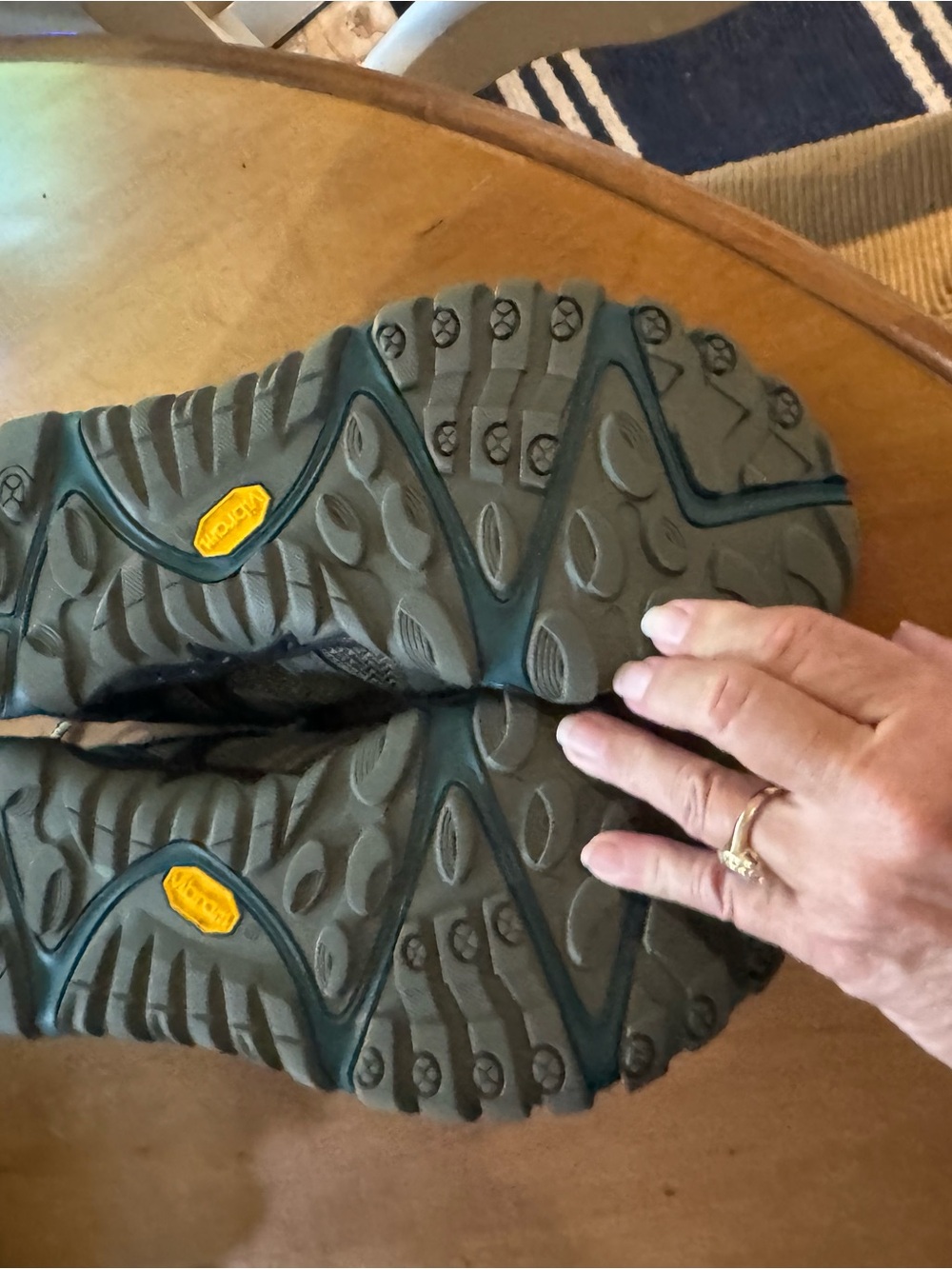 Merrell Men's Trail Running Shoes - Black and Olive Green with Yellow Accents - Picture 5 of 6